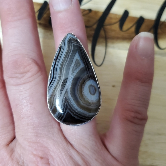 New Huge Botswana Agate 925 Silver Ring. - Picture 5 of 8